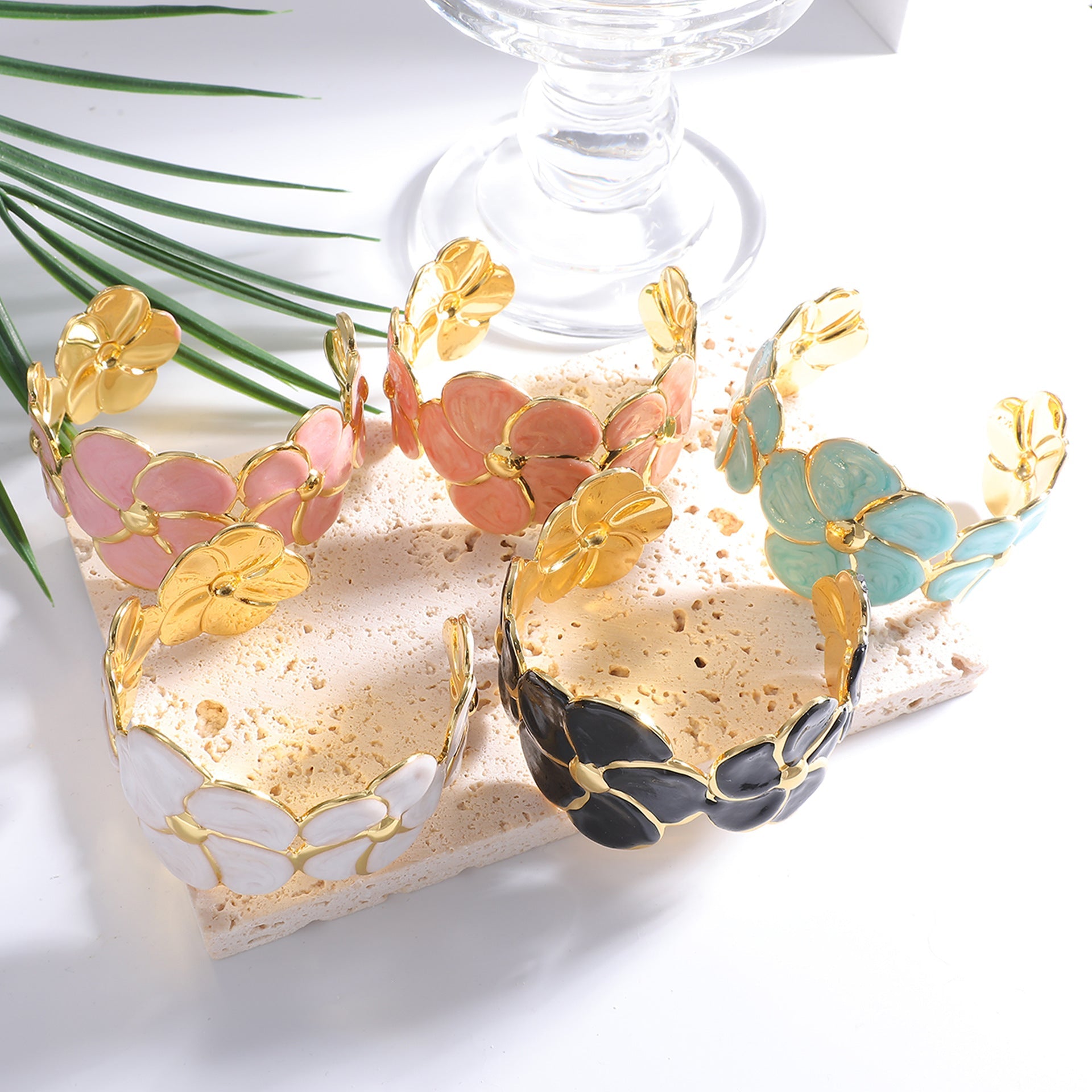 Women's Cuff Bracelet with Elaborate Flower Pattern