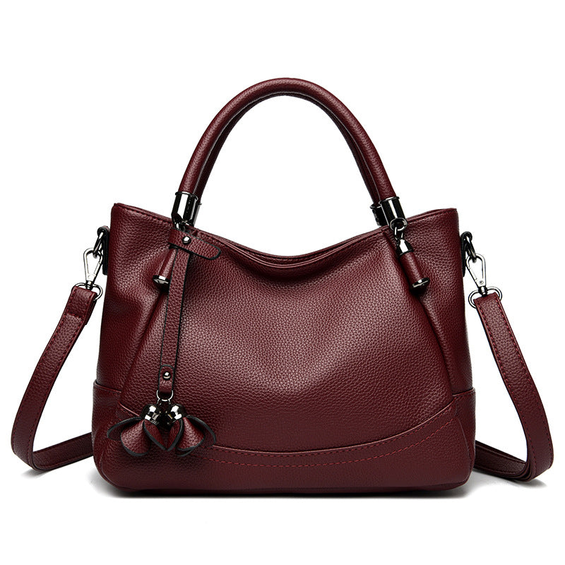Women's Pebbled Faux Leather Satchel with Double Top Handles