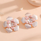 Women's Flower Earrings with Intricate Design and Glossy Accents