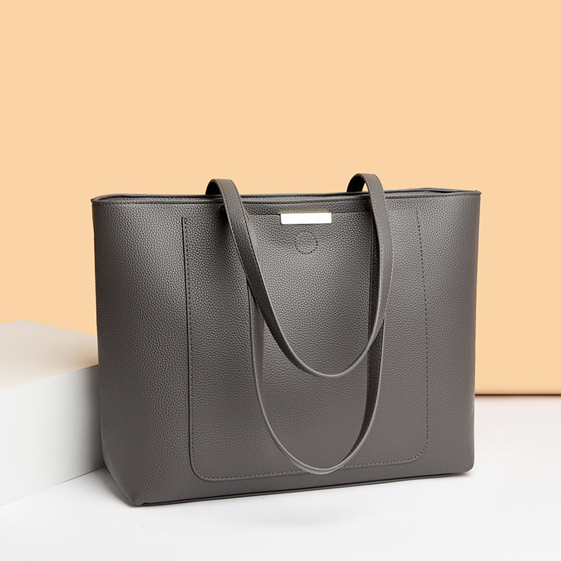 Women's Pebbled Leather Structured Tote Bag