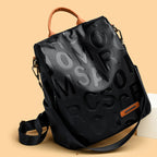 Women's Embossed Pebble Leather Backpack Tote with Top Handle