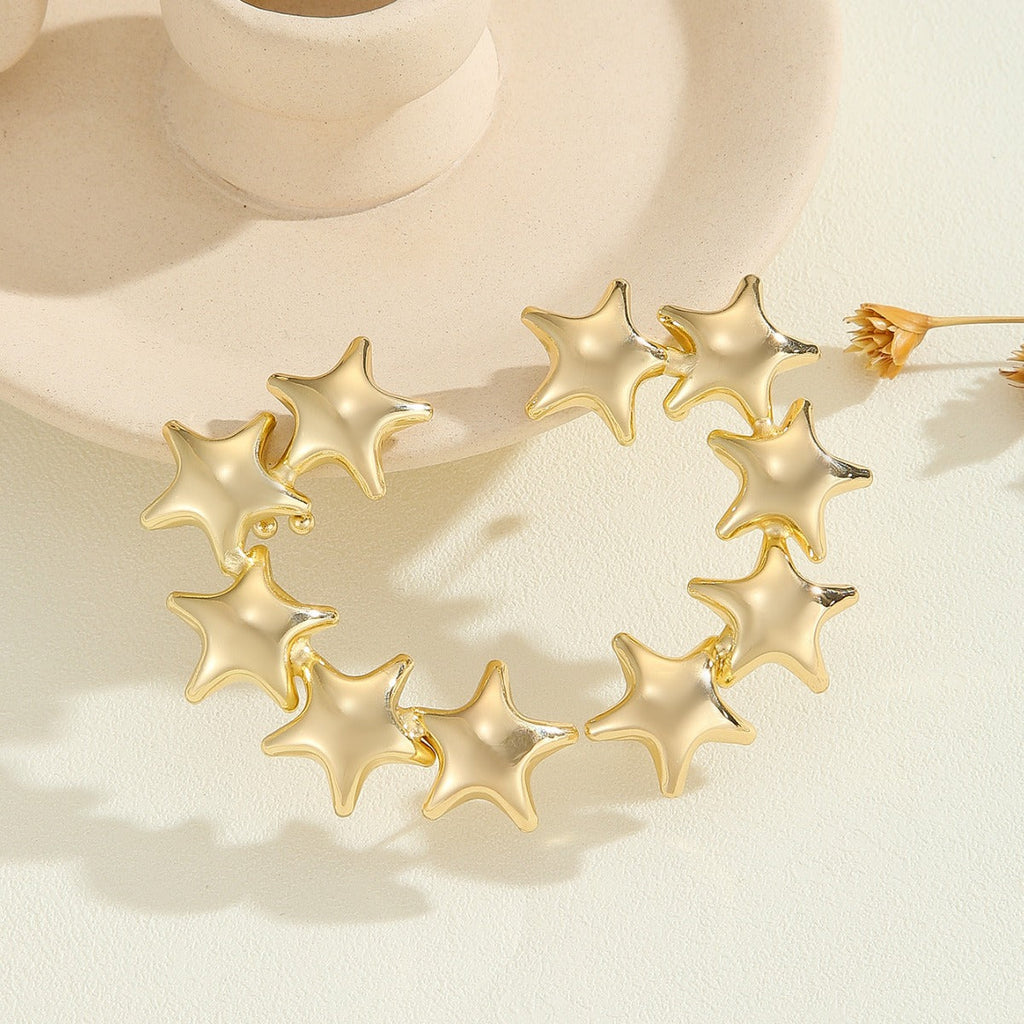 Women's Bracelet with Structured, Golden Beads