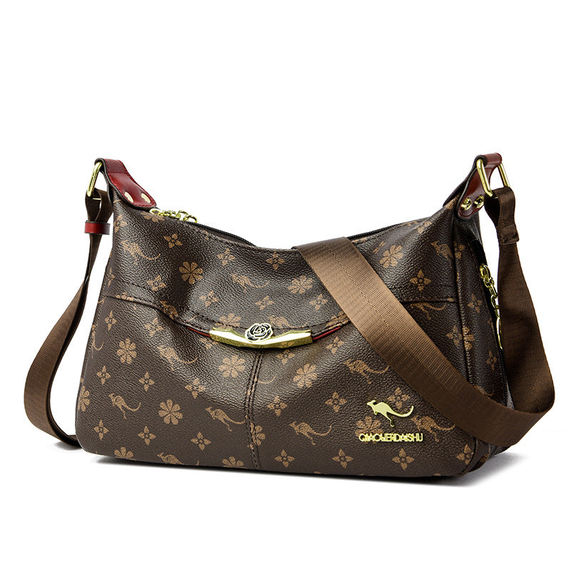 Women's Stylish Floral Embossed Faux Leather Crossbody Shoulder Bag