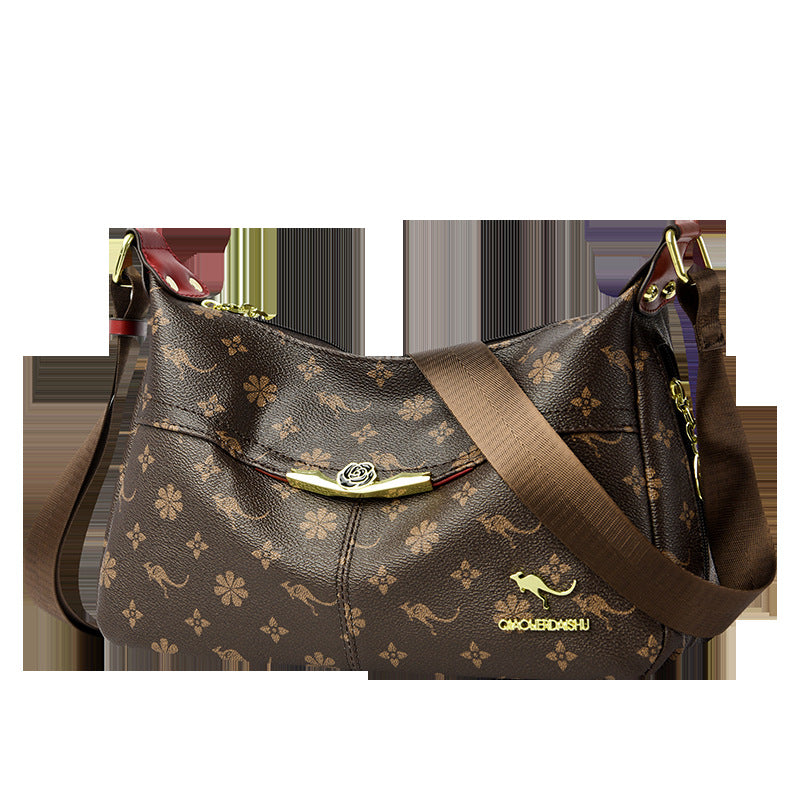 Women's Stylish Floral Embossed Faux Leather Crossbody Shoulder Bag