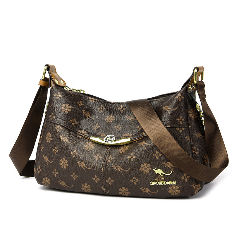 Women's Stylish Floral Embossed Faux Leather Crossbody Shoulder Bag