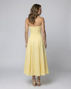 Women's Evening Dress with Deep V-Neck and Swinging Skirt - Back View