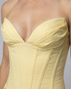 Women's Evening Dress with Deep V-Neck and Swinging Skirt - Close-Up Detail