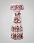 Women's Off-Shoulder Maxi Dress with Floral Patterns