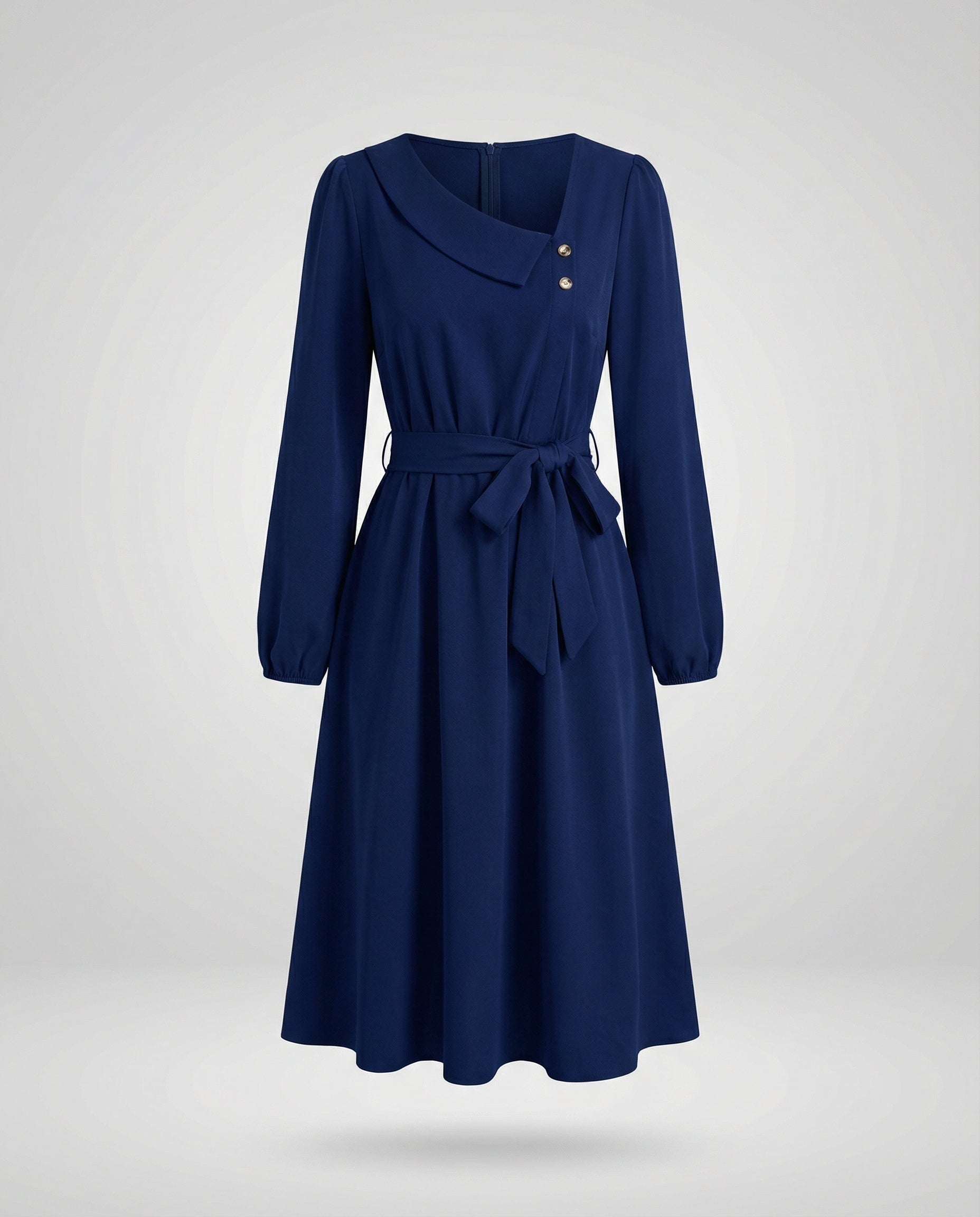 Women's Midi Dress with Tailored Cut and Button Details