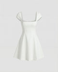 Women's Elegant Cocktail Dress with Square Neckline and Flared Skirt