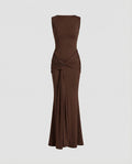 Women's Elegant Wrap Maxi Dress with High Slit, Sophisticated Draping