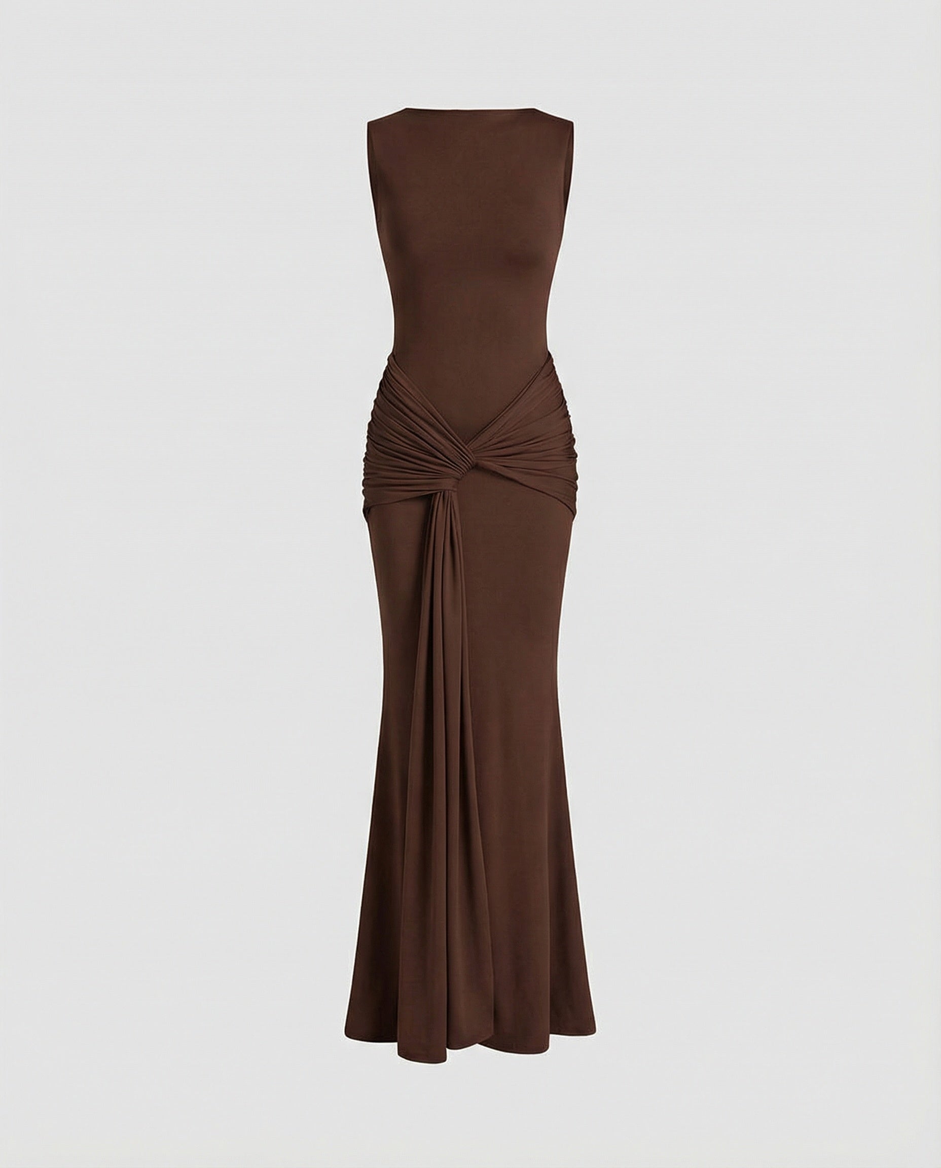 Women's Elegant Wrap Maxi Dress with High Slit, Sophisticated Draping