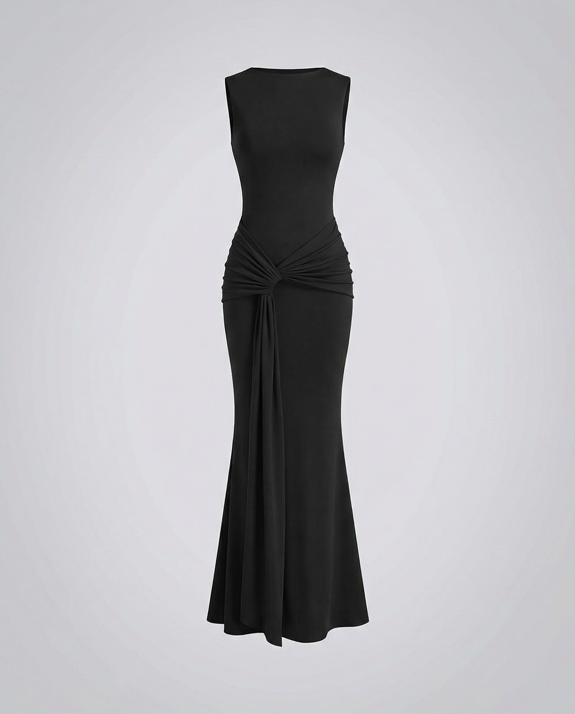 Women's Elegant Wrap Maxi Dress with High Slit, Sophisticated Draping