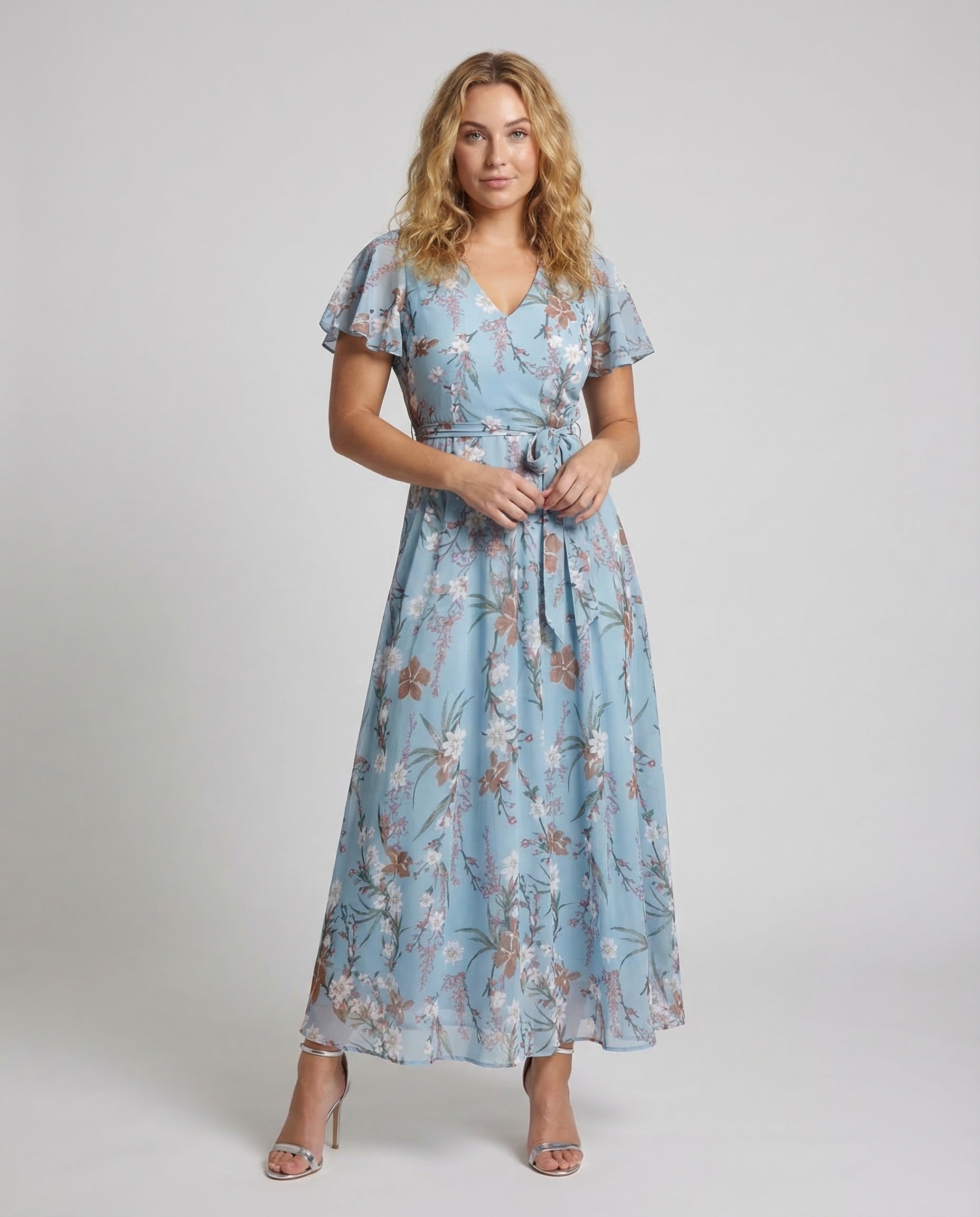 Women's Maxi Dress with Floral Design - Front View