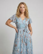 Women's Maxi Dress with Floral Design - Upper Body View