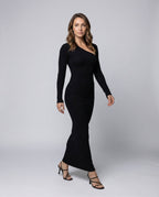 Women's Wrap Dress with Asymmetric Neckline - Front View