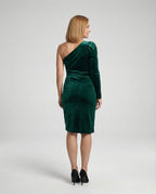 Women's Wrap Dress with Ruffles and Flowing Cut - Back View