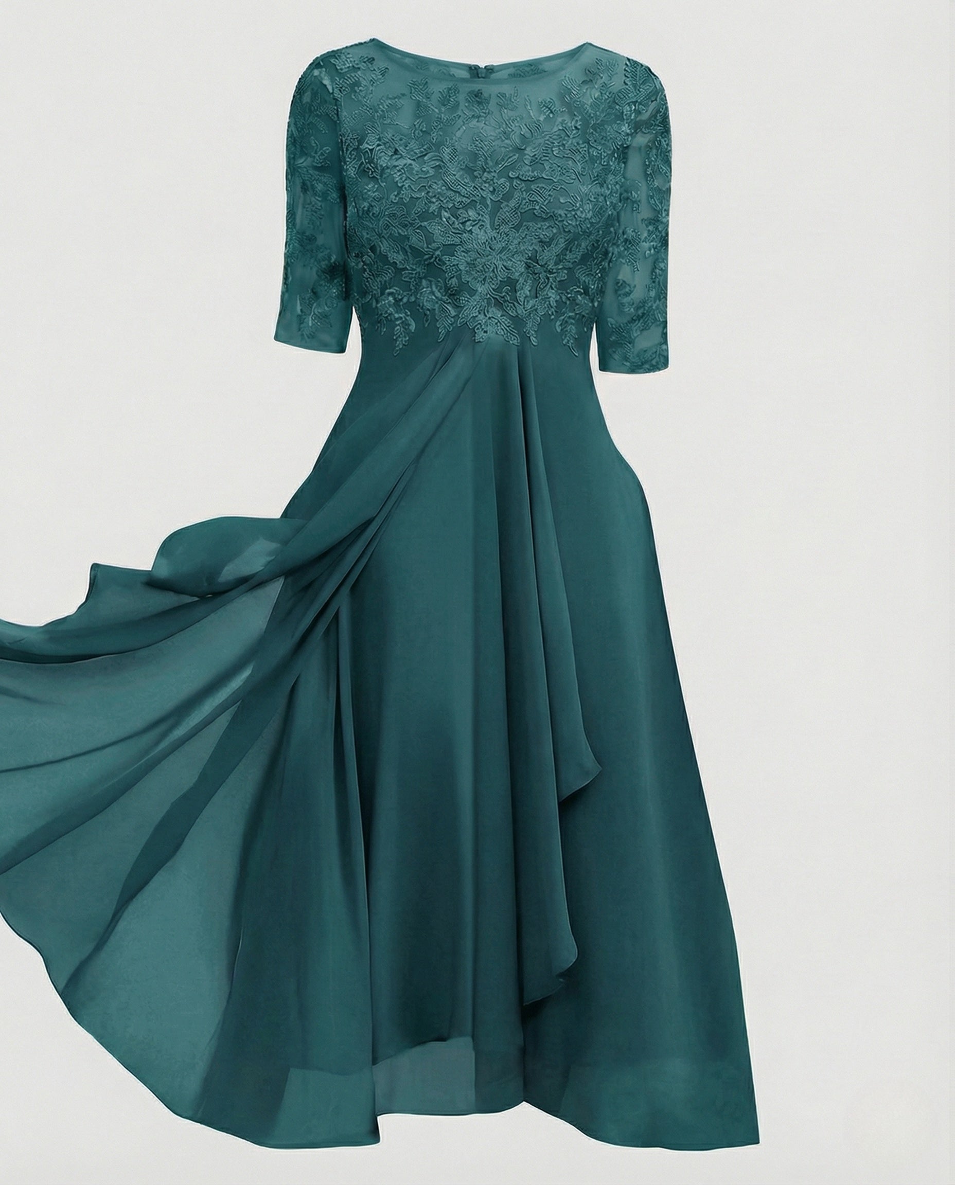Elegant Chiffon Evening Dress with Lace