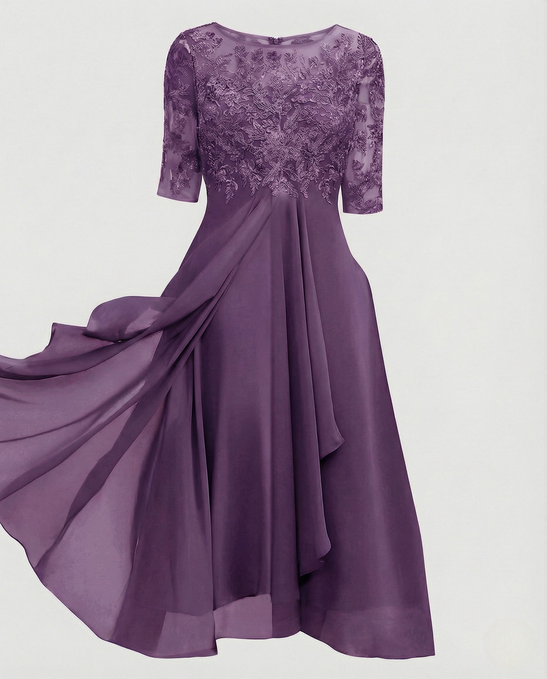 Elegant Chiffon Evening Dress with Lace