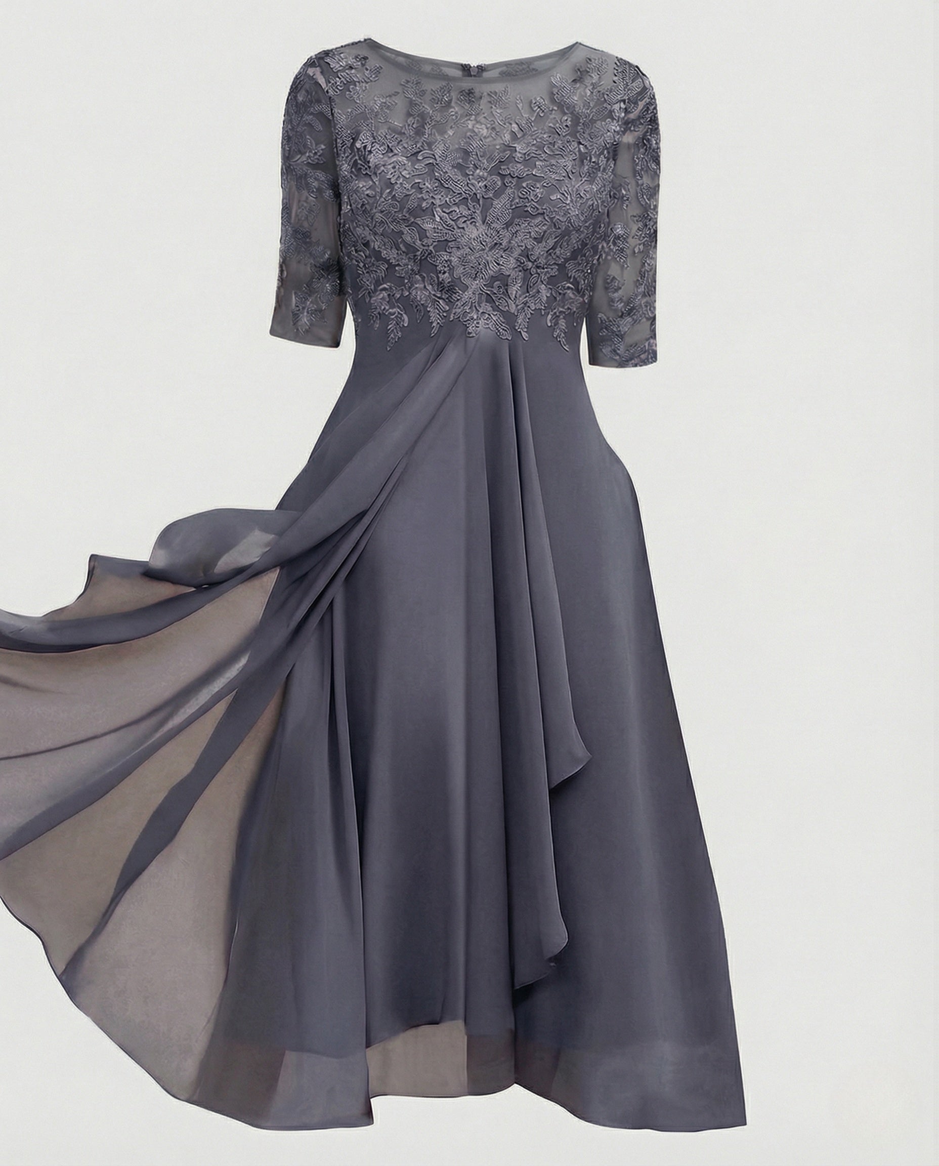 Elegant Chiffon Evening Dress with Lace
