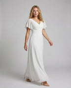 Evening Gown Long From Tulle with V-Neck - Front View