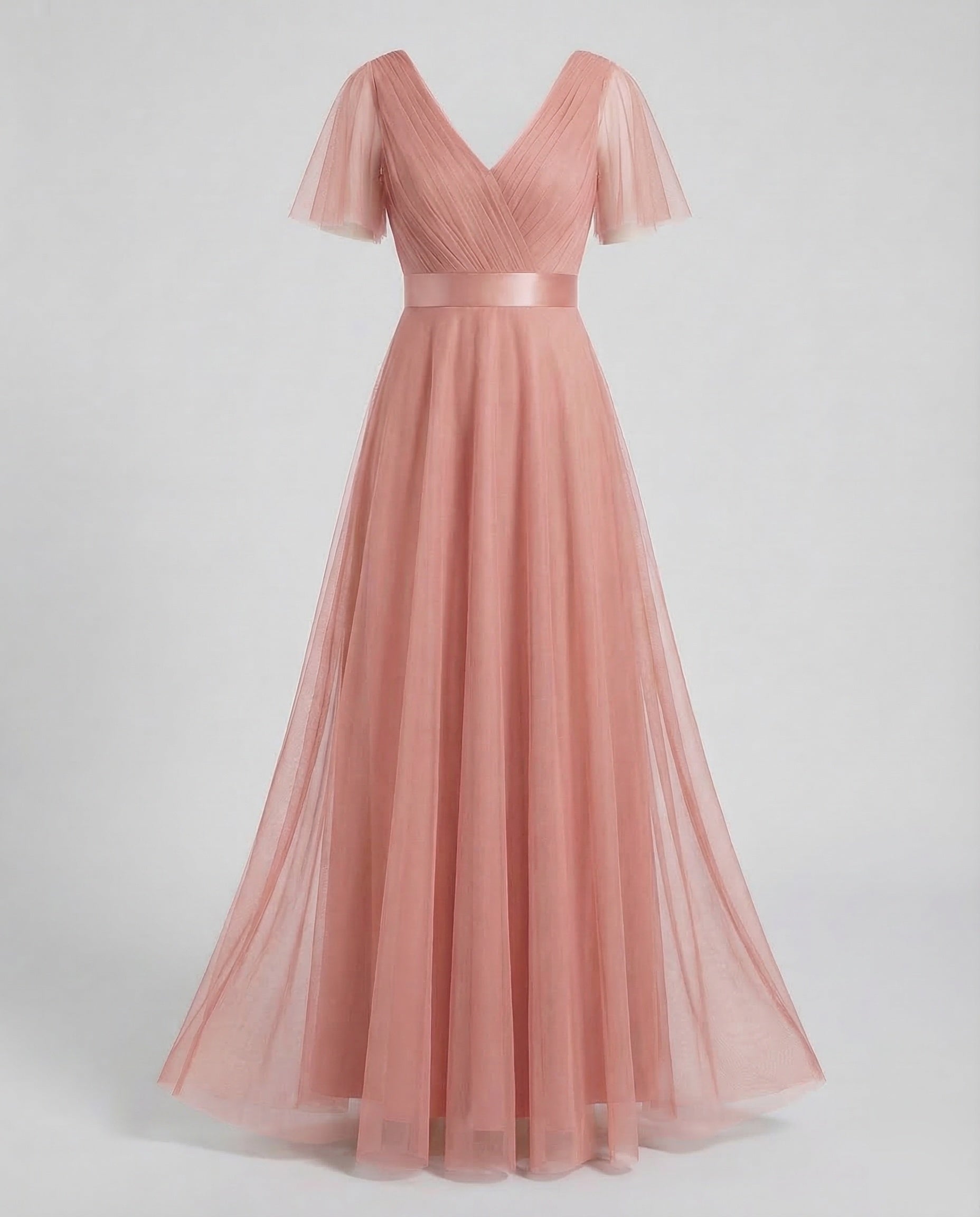 Evening Gown Long From Tulle with V-Neck
