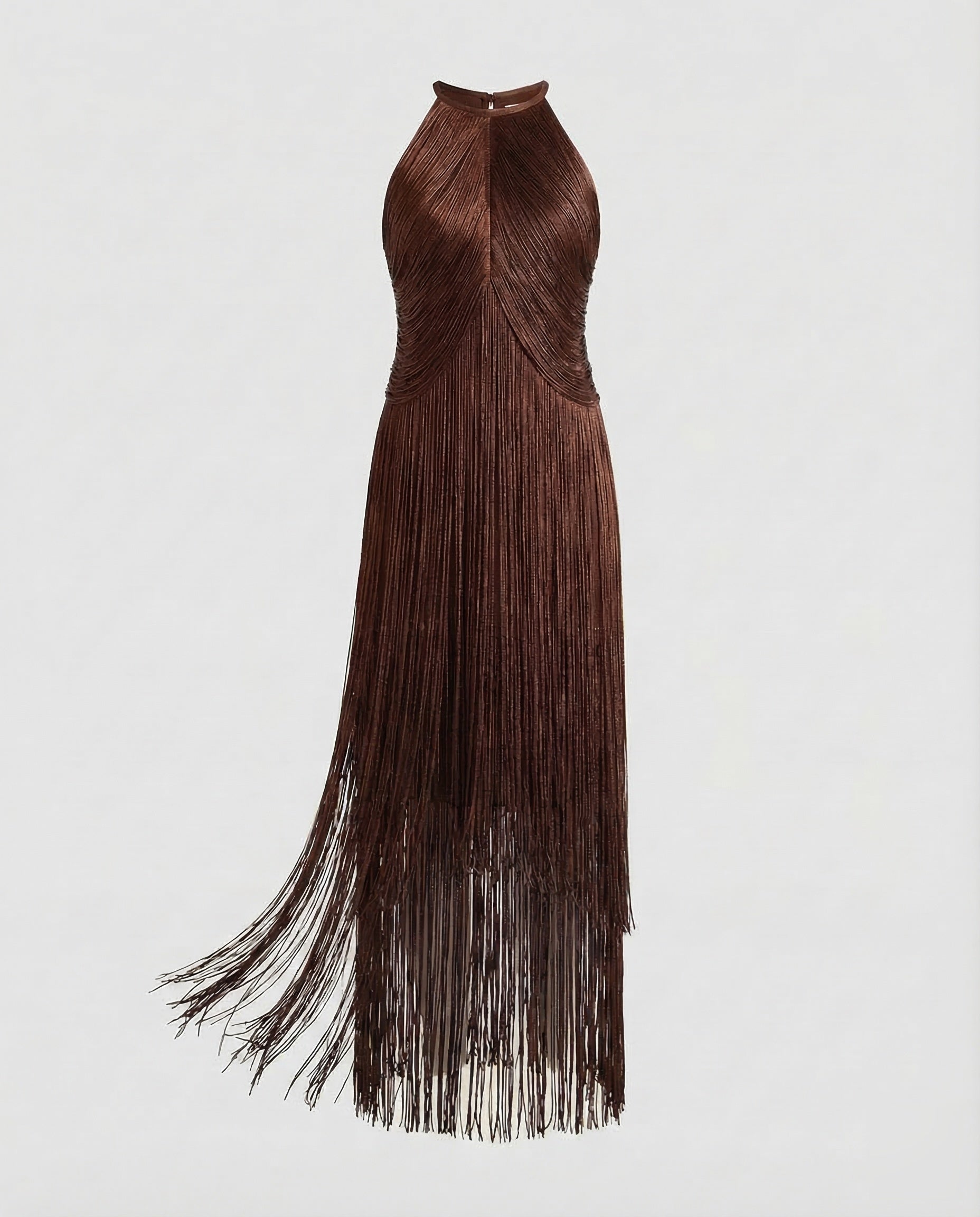 Fringed Evening Dress for Women with Halter Neck