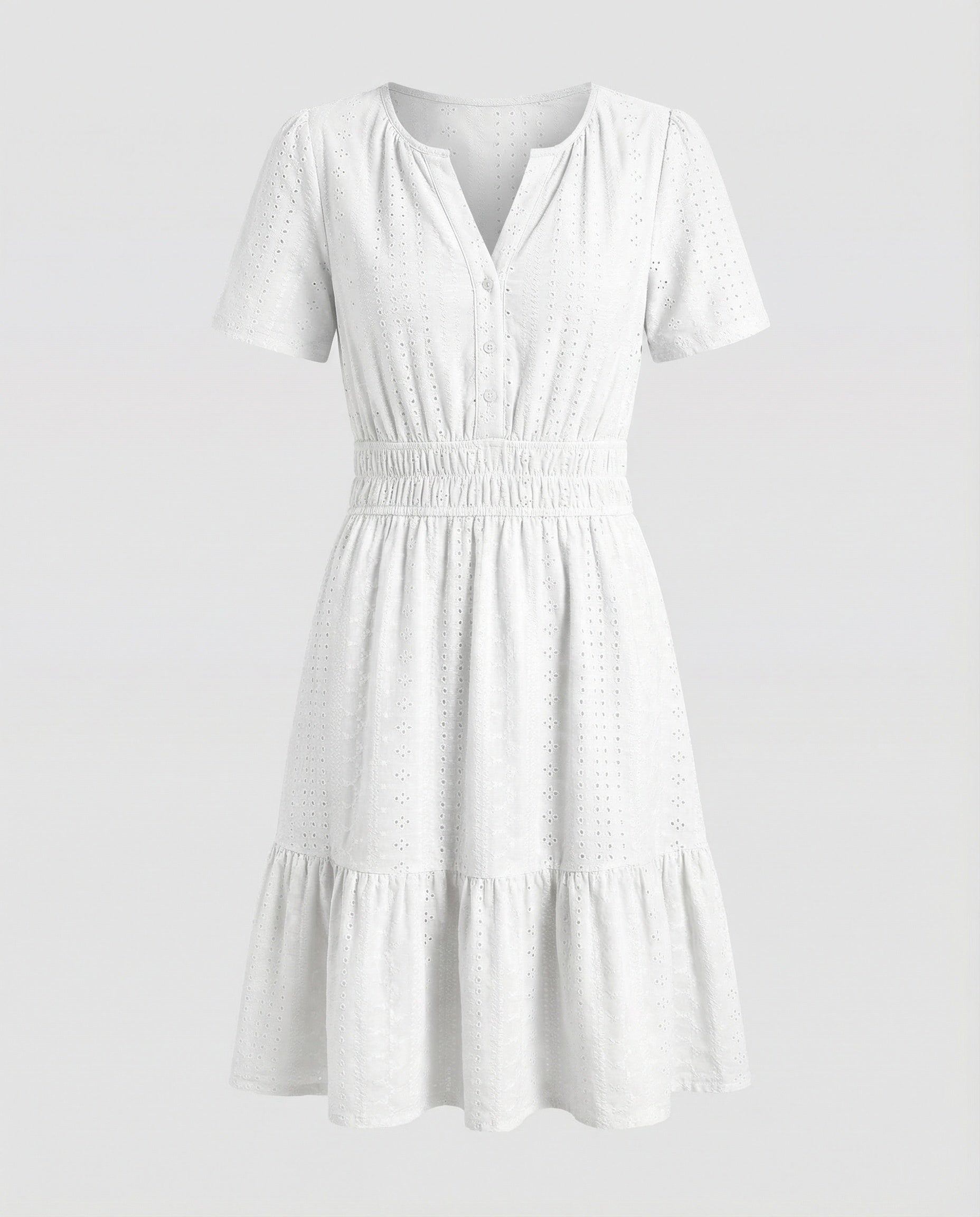 Women's Summer Dress A-Line with Eyelet Embroidery