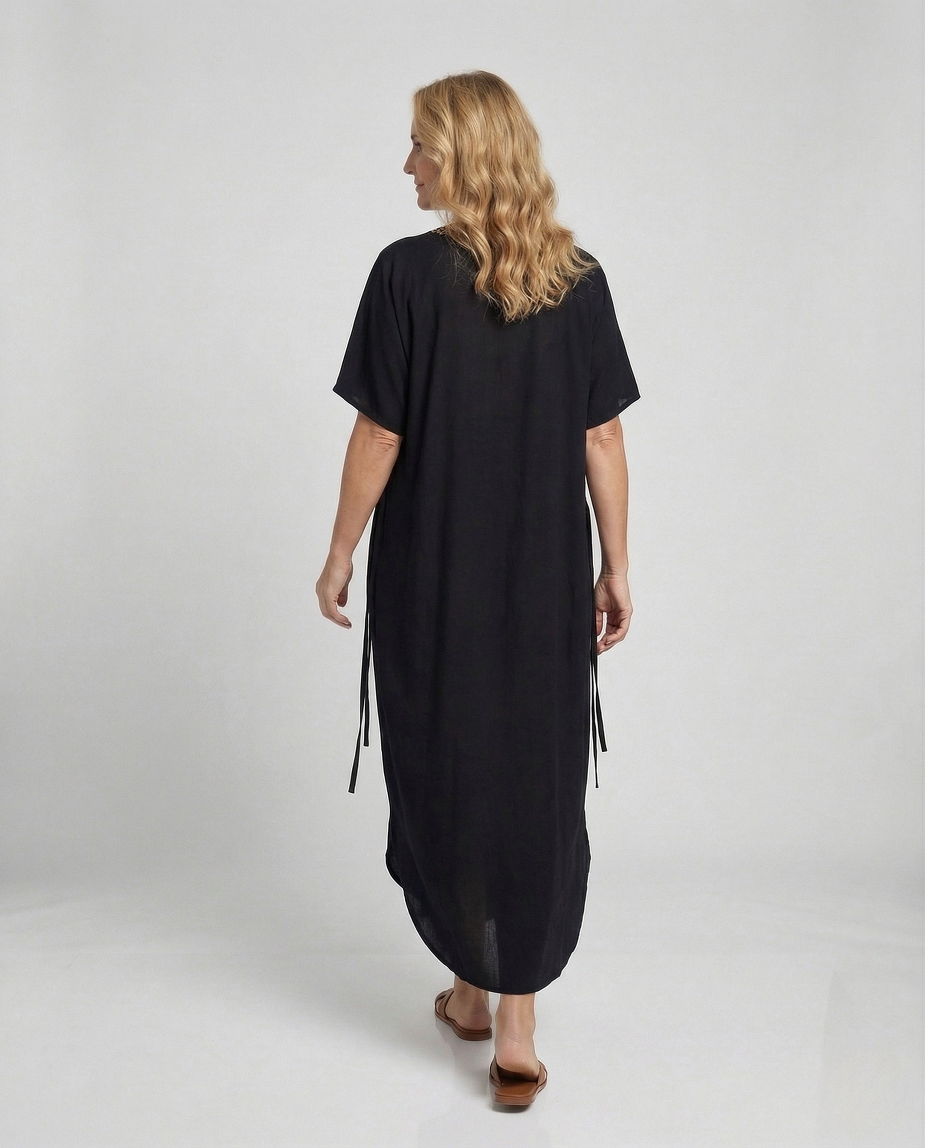 Women's Maxi Dress Kaftan Embroidered - Back View