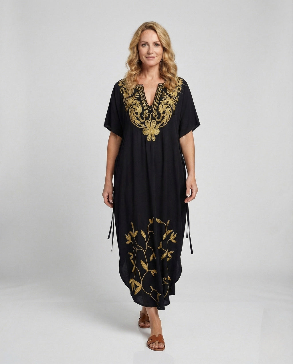 Women's Maxi Dress Kaftan Embroidered - Front View