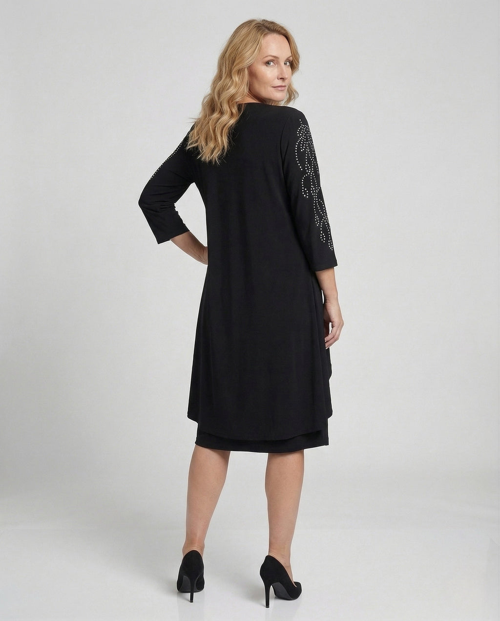 Women's Cocktail Dress Elegant with Rhinestones - Back View