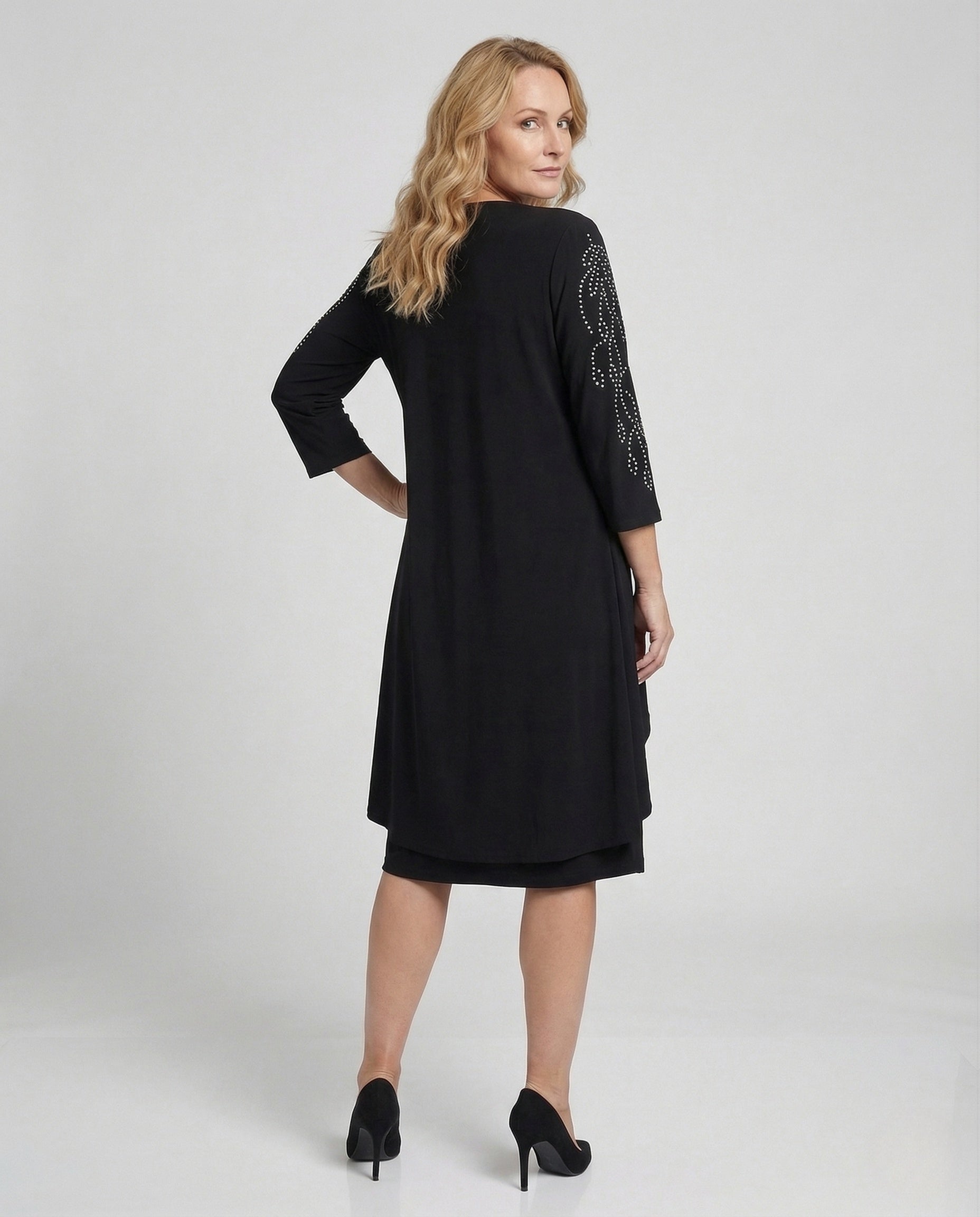Women's Cocktail Dress Elegant with Rhinestones - Back View