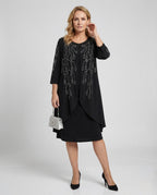 Women's Cocktail Dress Elegant with Rhinestones - Front View
