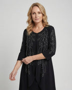 Women's Cocktail Dress Elegant with Rhinestones - Upper Body View