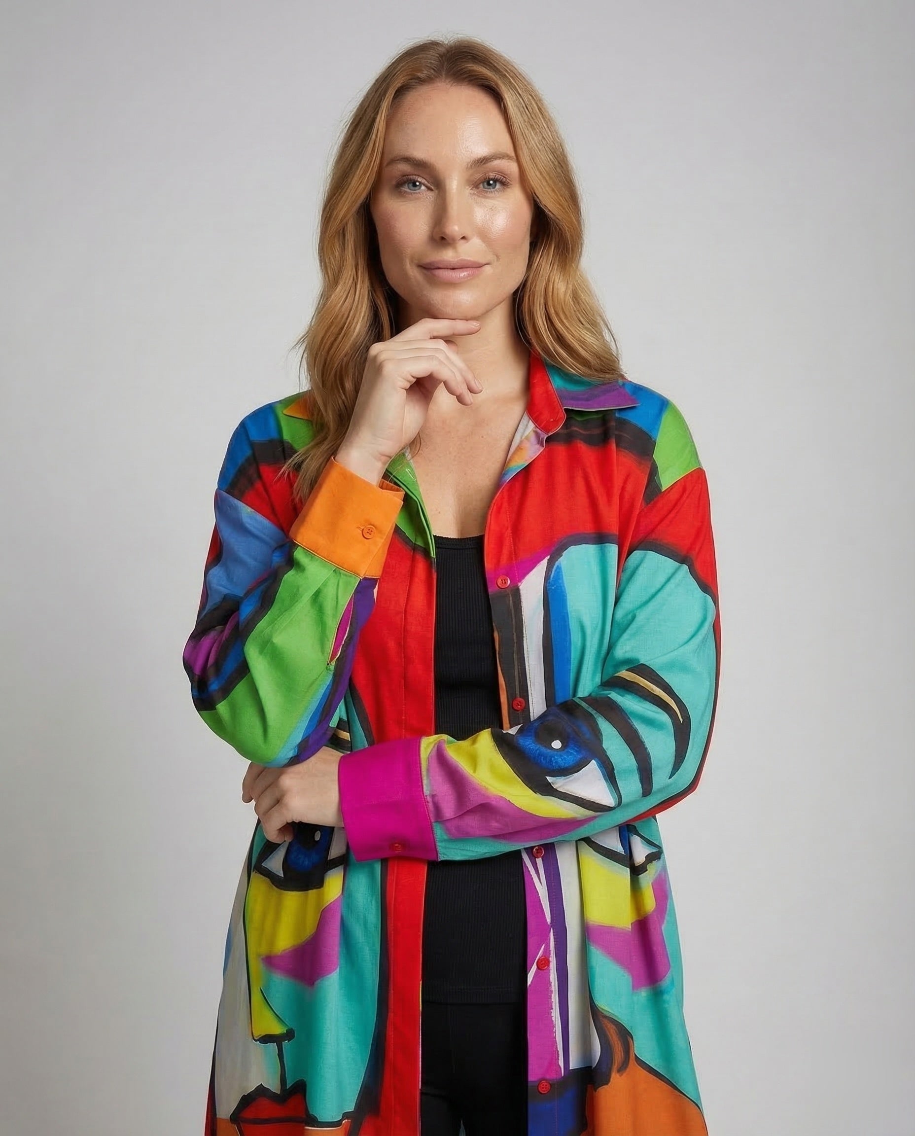 Women's Coat Women's Kimono Style - Upper Body View