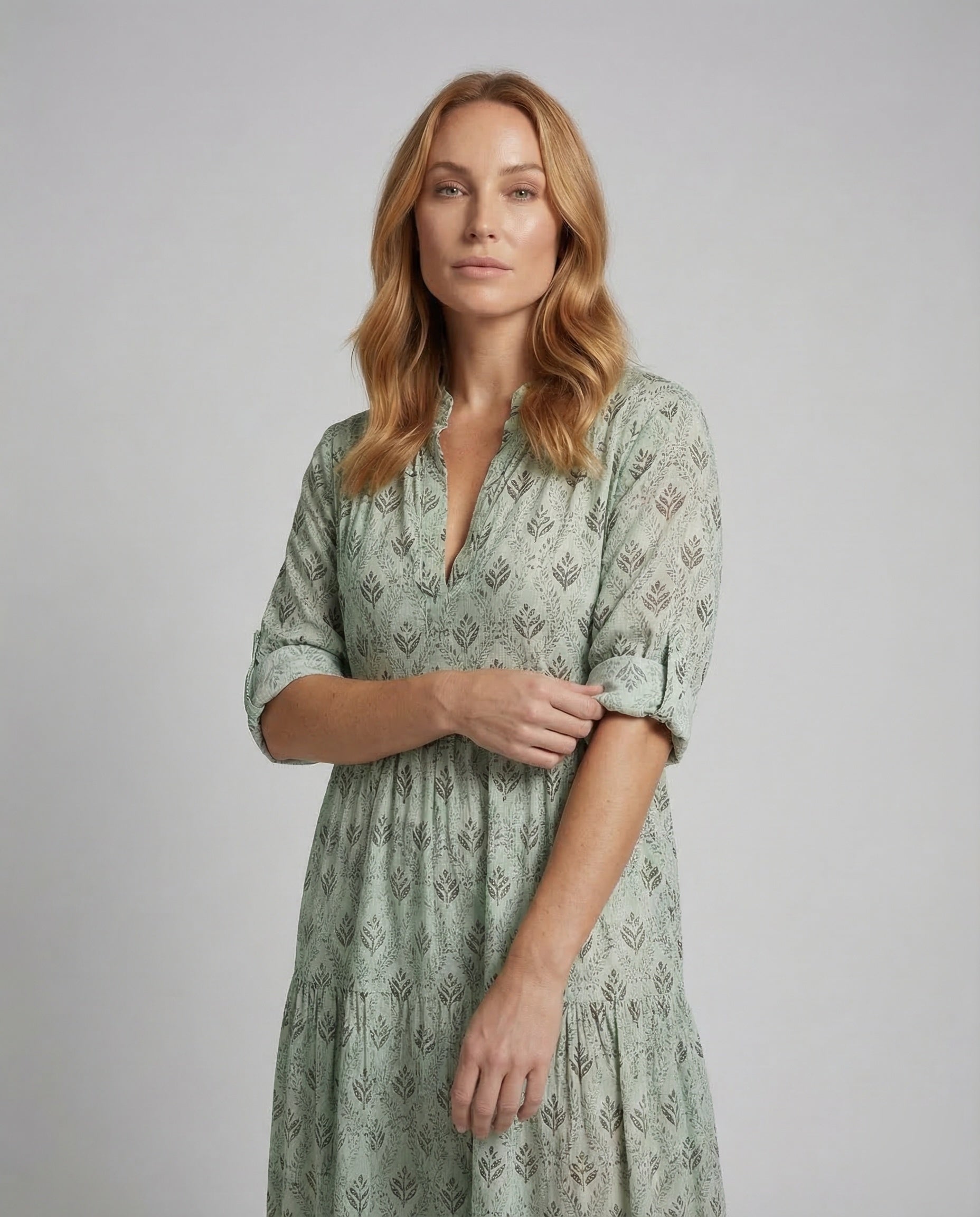 Women's Maxi Dress Summer Cotton - Upper Body View