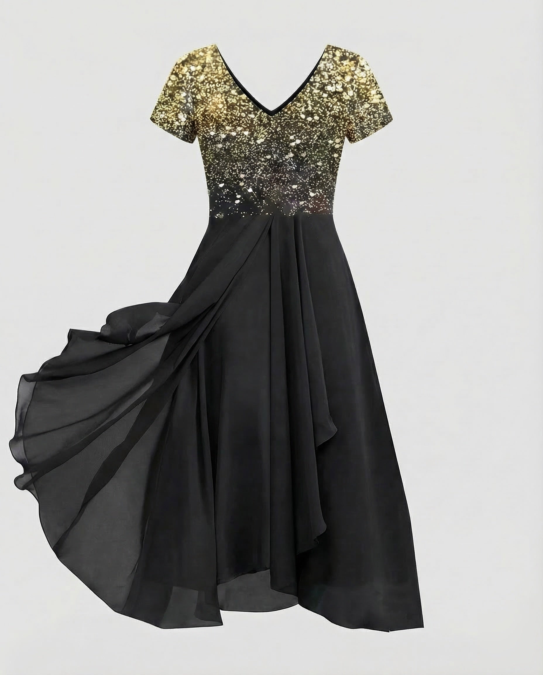 Women's Evening Dress Long Sequins Tulle