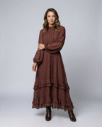 Elegant Maxi Dress for Women with Ruffles - Front View