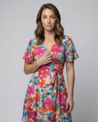 Leisure Dress Women Midi Dress Kimono - Upper Body View
