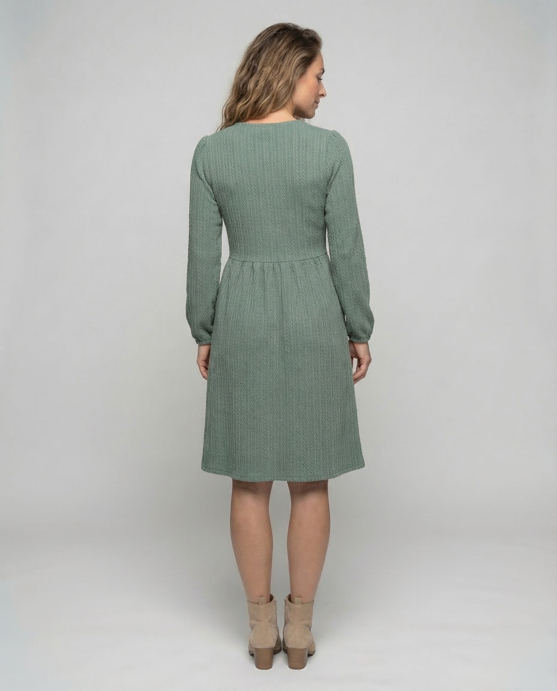 Casual Dress Women Knitted Dress A-Line - Back View