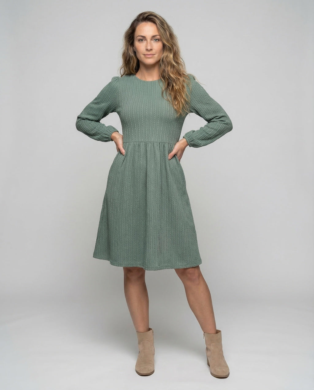 Casual Dress Women Knitted Dress A-Line - Front View
