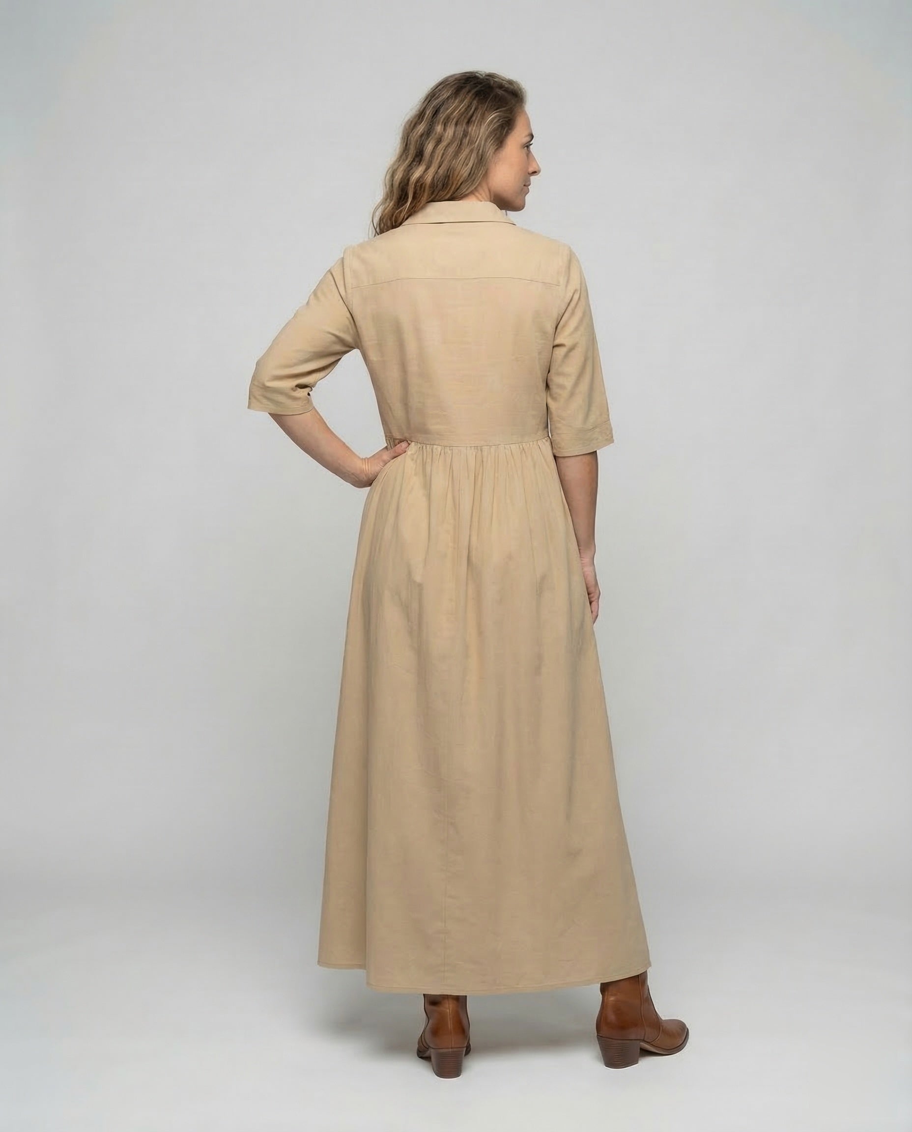 Maxi Dress Women's Shirt Dress - Back View