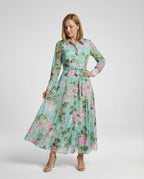 Flower Dress Maxi Dress Women Chiffon - Front View