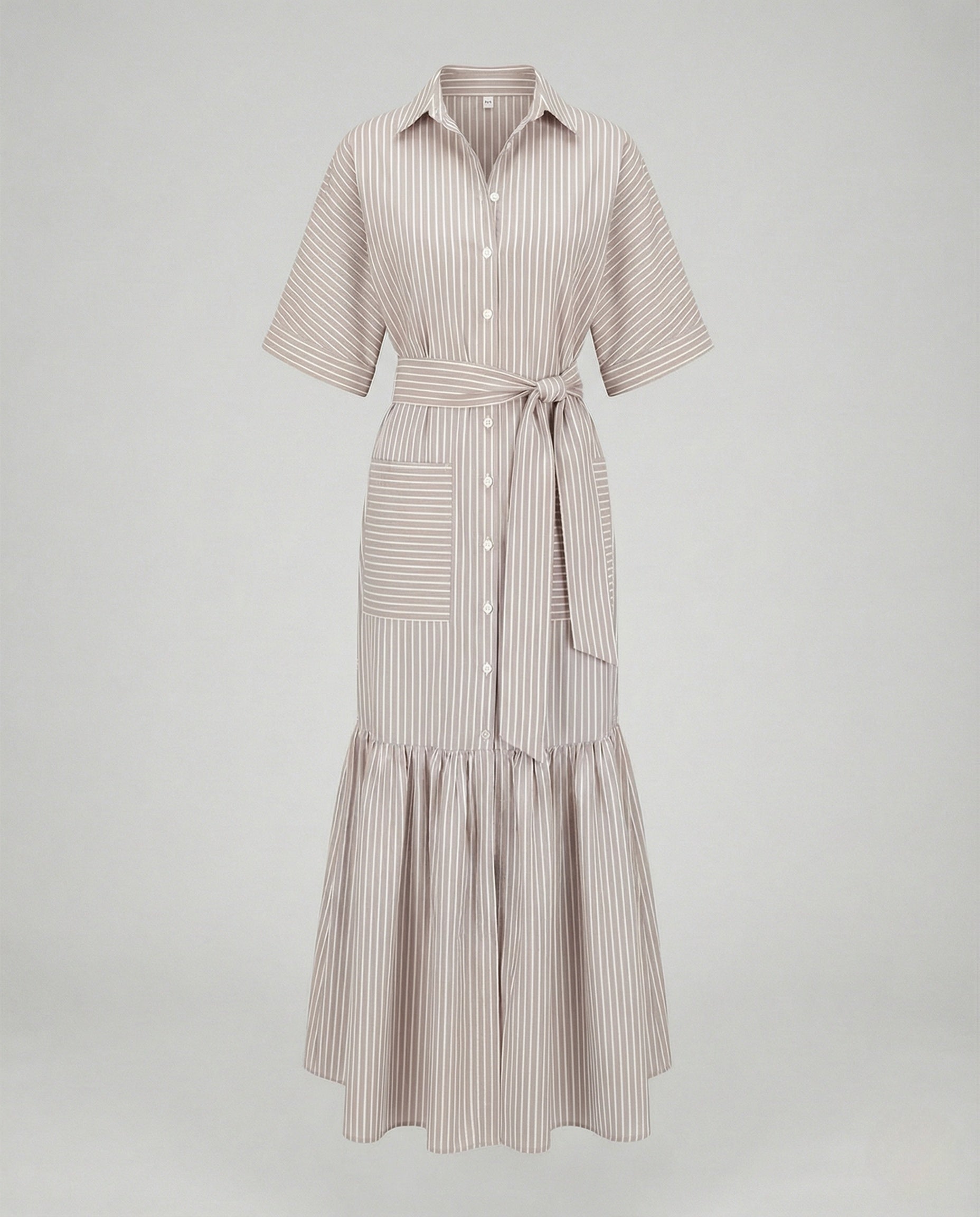 Maxi Dress Women's Shirt Dress with Belt