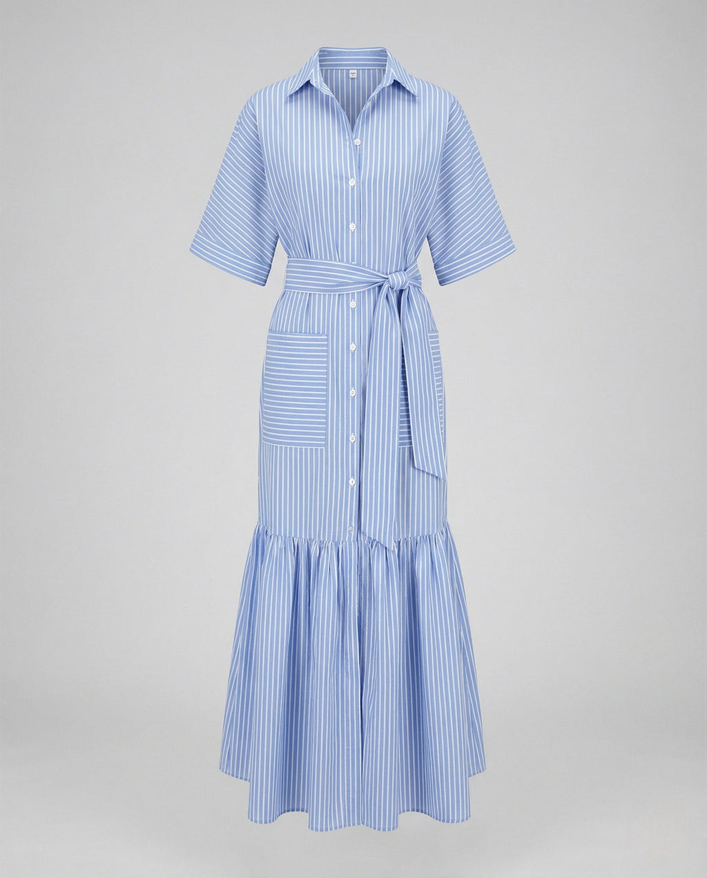 Maxi Dress Women's Shirt Dress with Belt