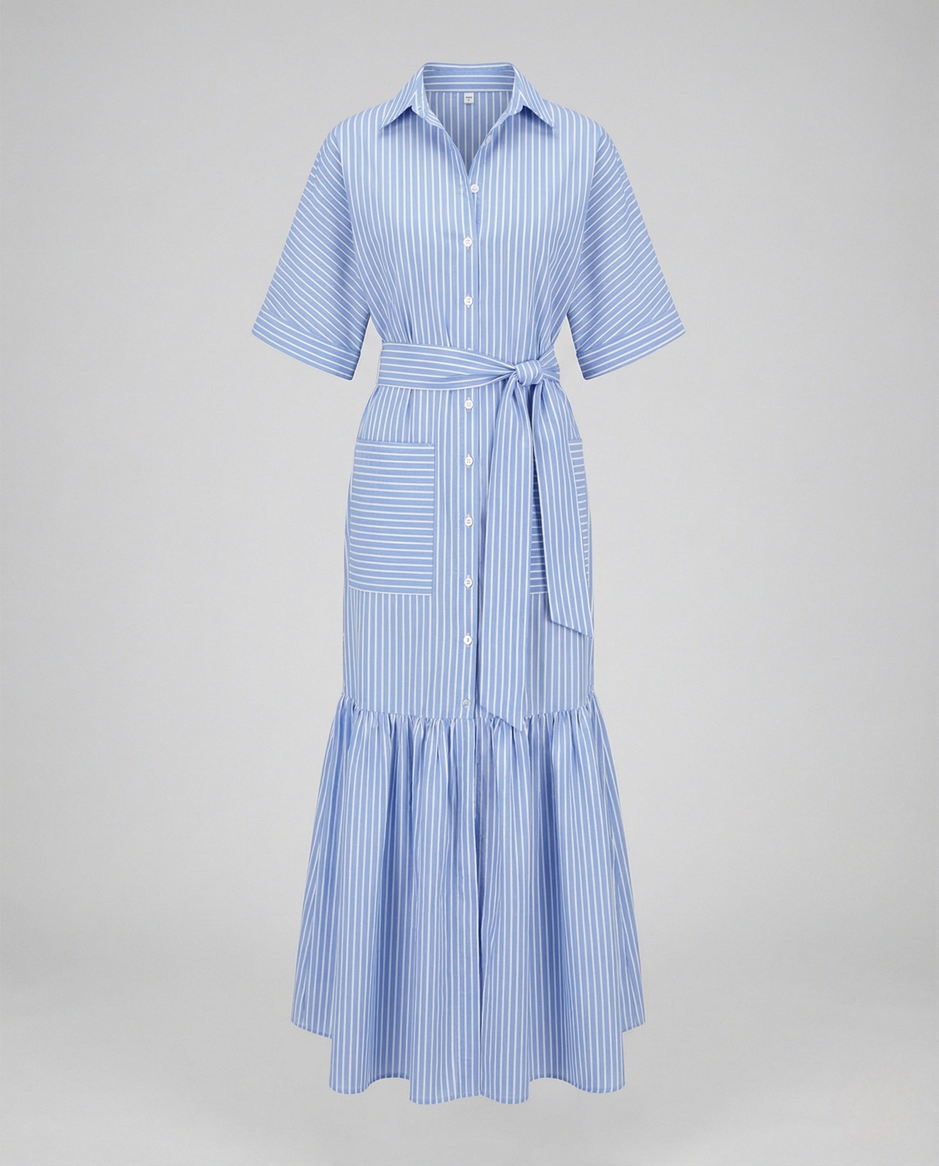 Maxi Dress Women's Shirt Dress with Belt