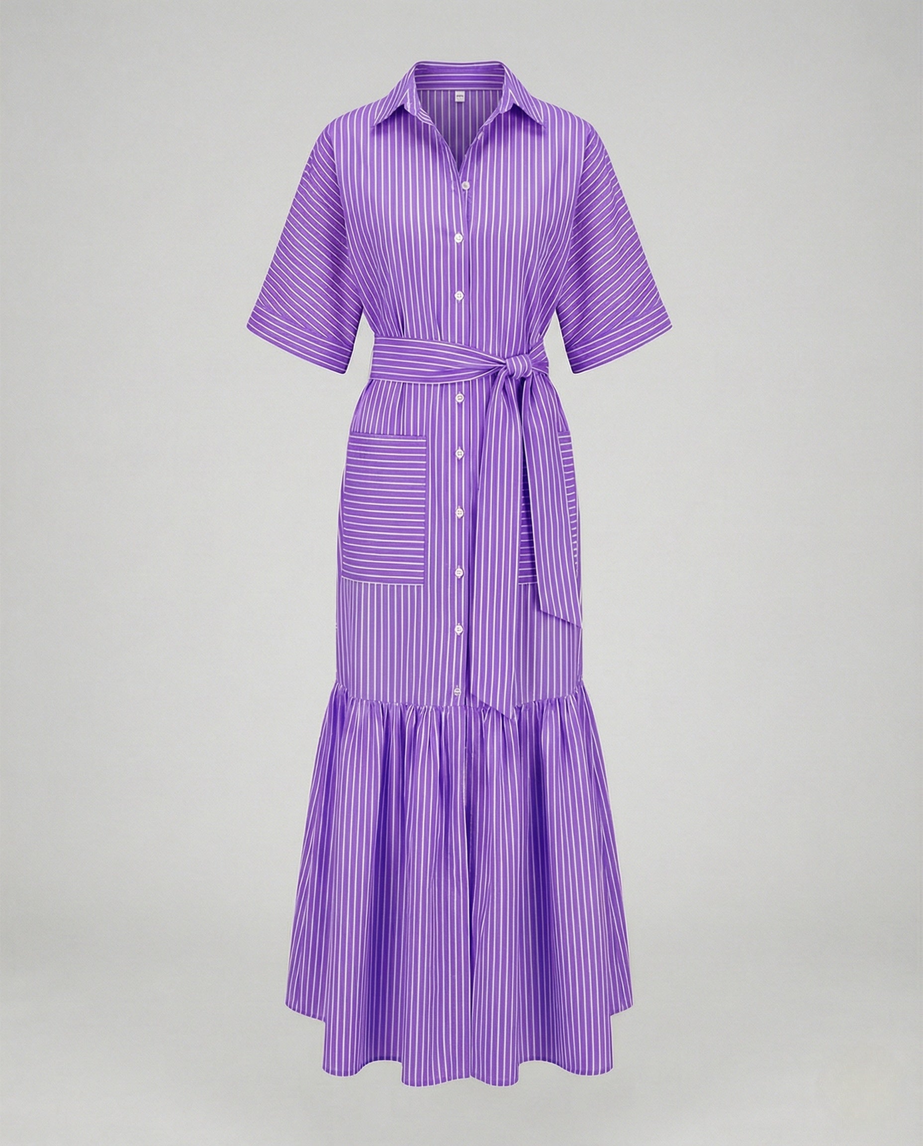 Maxi Dress Women's Shirt Dress with Belt