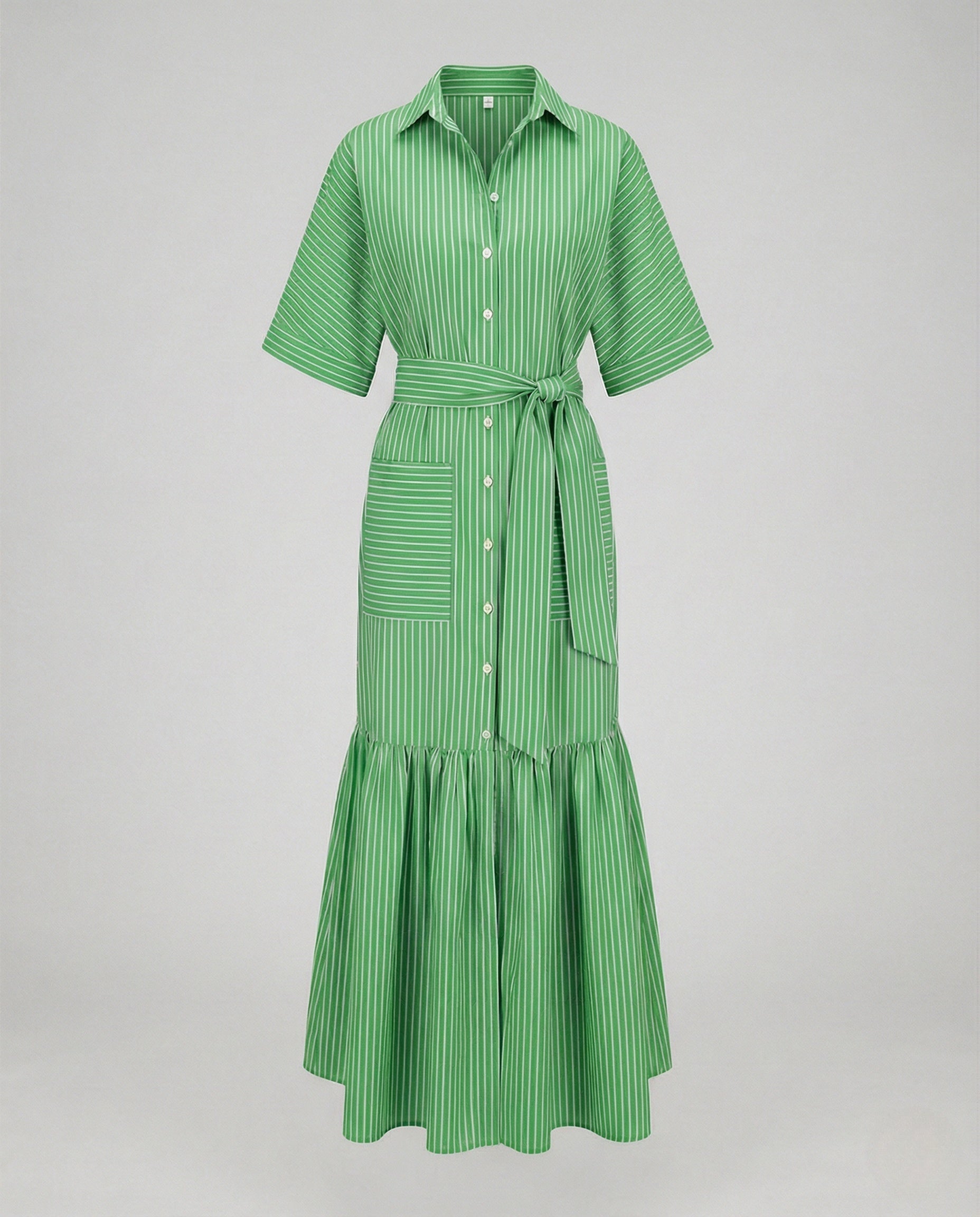 Maxi Dress Women's Shirt Dress with Belt