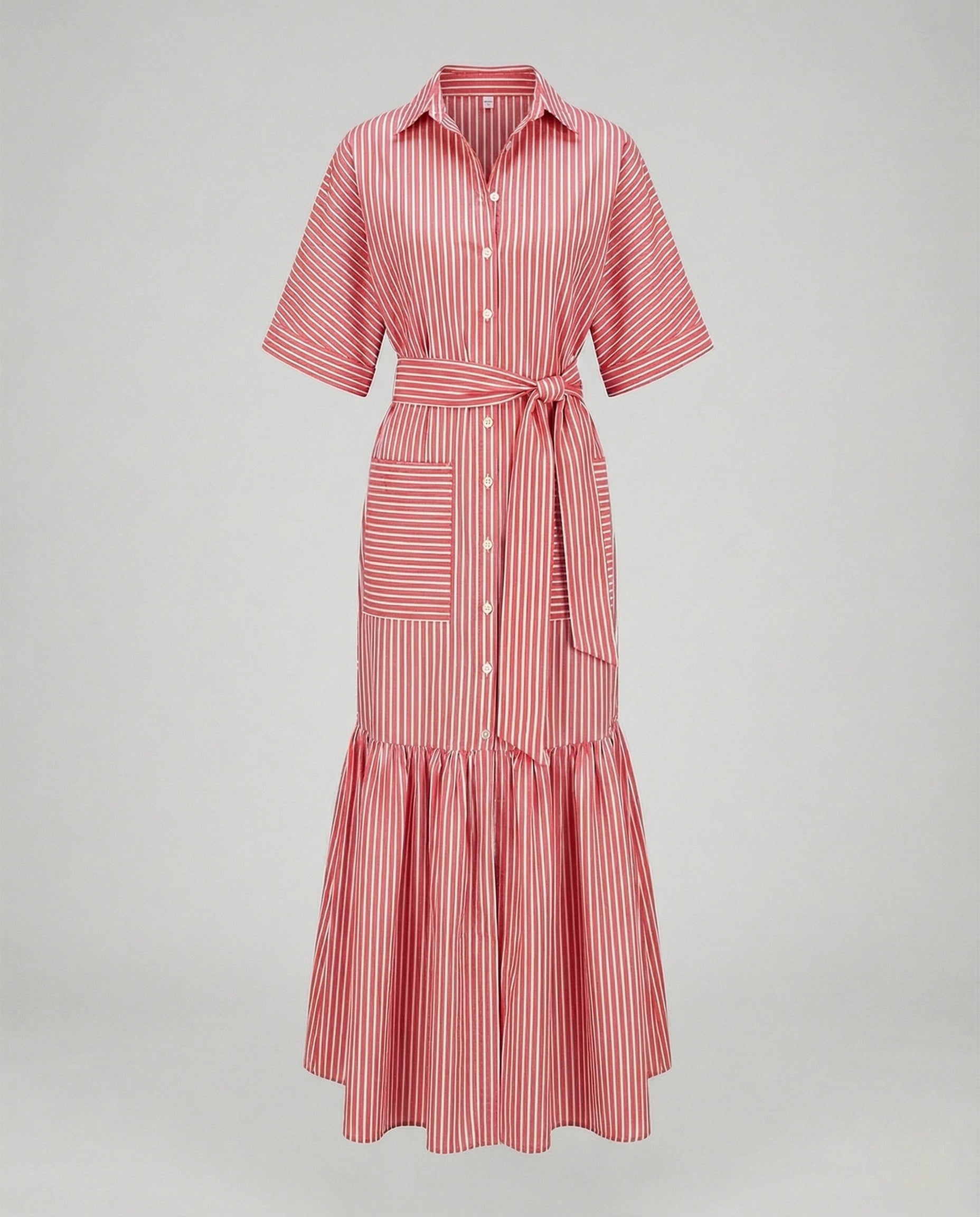 Maxi Dress Women's Shirt Dress with Belt