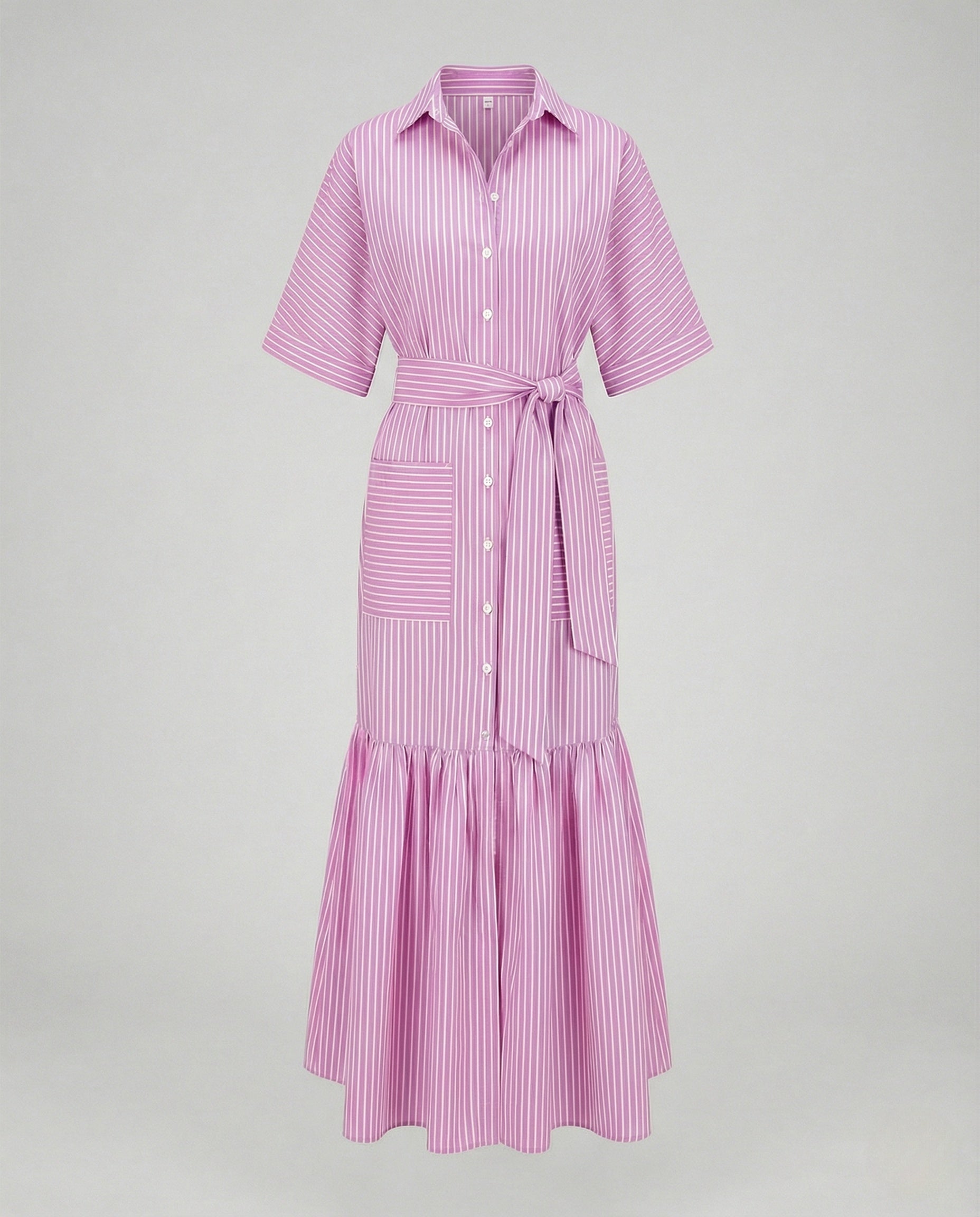 Maxi Dress Women's Shirt Dress with Belt